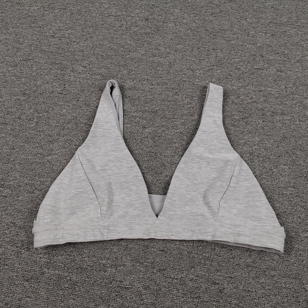 Athleta Sports Bra Womens XL Gray Deep V Wireless Pullover Lined Yoga Athletic
